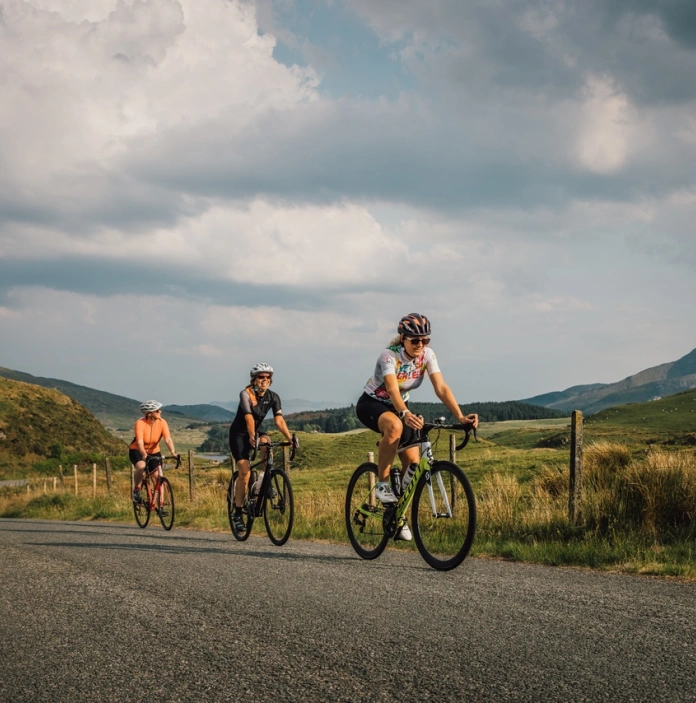 Cyclists at Nantlle on the Brailsford Way, North Wales