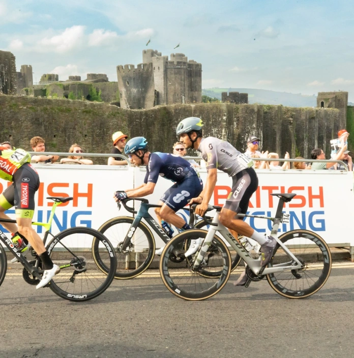 Cyclists in the Tour of Britain, 2023, Caerphilly