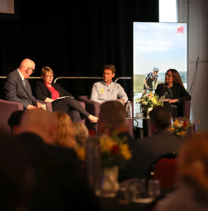 Image of panel members at the Wales Tourism Summit 2025, Venue Cymru, Llandudno.