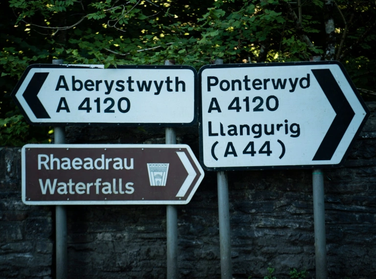 Signage at Devil's Bridge Ceredigion Mid Wales