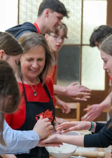 Girls making Welsh cakes at Loving Welsh Food