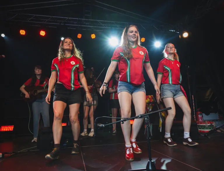 Girls performing the clog dance in Switzerland Euro 2025