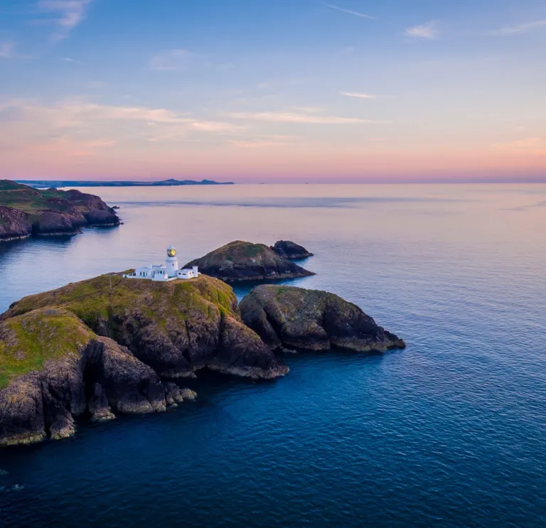 Wide view of Strumble Head Lighthouse, Pembrokeshire