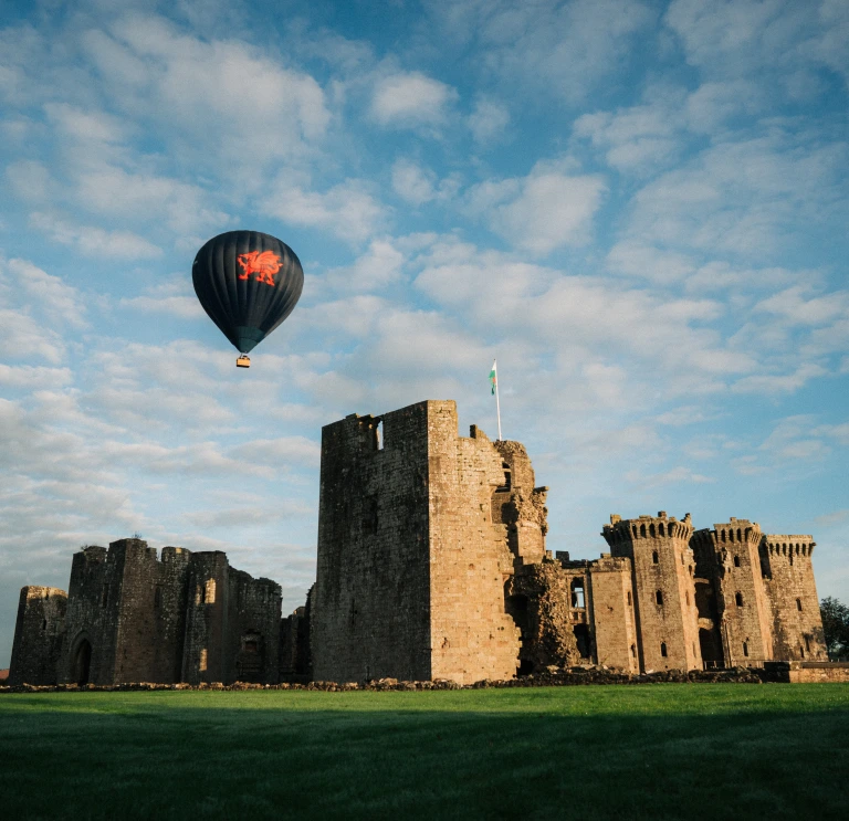 Hot Air Balloon launch at Raglan Castle, South Wales