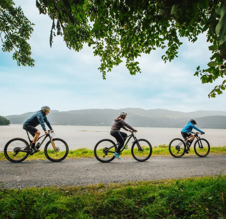 Cyclists on the Mawddach Trail,  North Wales 