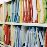 Image of files in vertical shelving