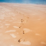 Footprints in the sand at Caldey Island Tenby Pembrokeshire