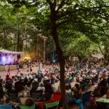 Crowd watching Ballet Cymru performance at Between the Trees Festival, Bridgend